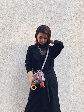 「バック」｜「アイテム（ステンカラーコート）」を使った、yurina katsuraさん（レディース・165cm）の秋コーディネート