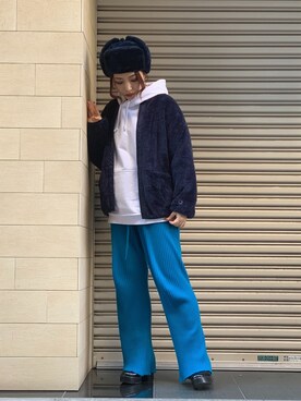 「Champion（チャンピオン）のアイテム（ブルゾン）」を使った、yurina katsuraさん（レディース・165cm）の冬コーディネート