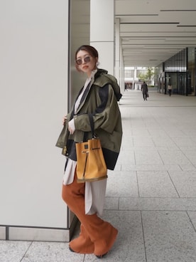 「WOOLRICH（ウールリッチ）のアイテム（ジャケット/アウター）」を使った、yurina katsuraさん（レディース・165cm）の冬コーディネート