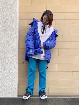 「アイテム（ダウンジャケット/コート）」を使った、yurina katsuraさん（レディース・165cm）の冬コーディネート