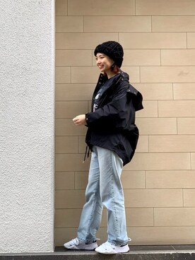 「WOOLRICH（ウールリッチ）のアイテム（ジャケット/アウター）」を使った、yurina katsuraさん（レディース・165cm）の冬コーディネート
