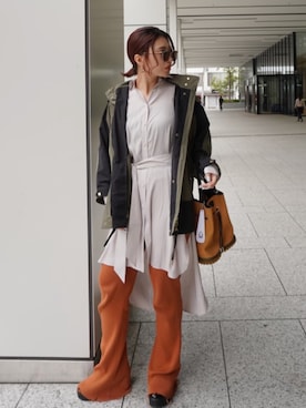 「WOOLRICH（ウールリッチ）のアイテム（ジャケット/アウター）」を使った、yurina katsuraさん（レディース・165cm）の冬コーディネート