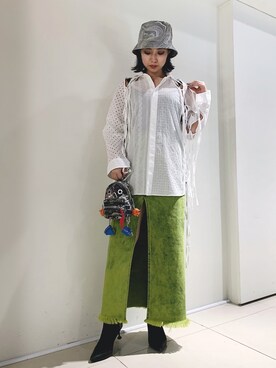 「シャーベットカラー」｜「アイテム（帽子）」を使った、yurina katsuraさん（レディース・165cm）の春コーディネート