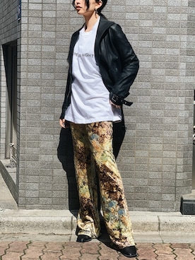 「ROYAL FLASH（ロイヤルフラッシュ）のアイテム（ライダースジャケット）」を使った、yurina katsuraさん（レディース・165cm）の春コーディネート