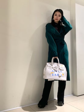 「ロングニット」｜「アイテム（アクセサリー）」を使った、yurina katsuraさん（レディース・165cm）の秋コーディネート