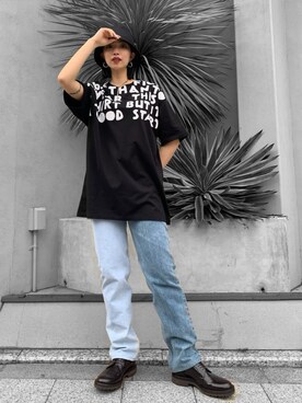 「リメイクデニム」｜「アイテム（帽子）」を使った、yurina katsuraさん（レディース・165cm）の春コーディネート