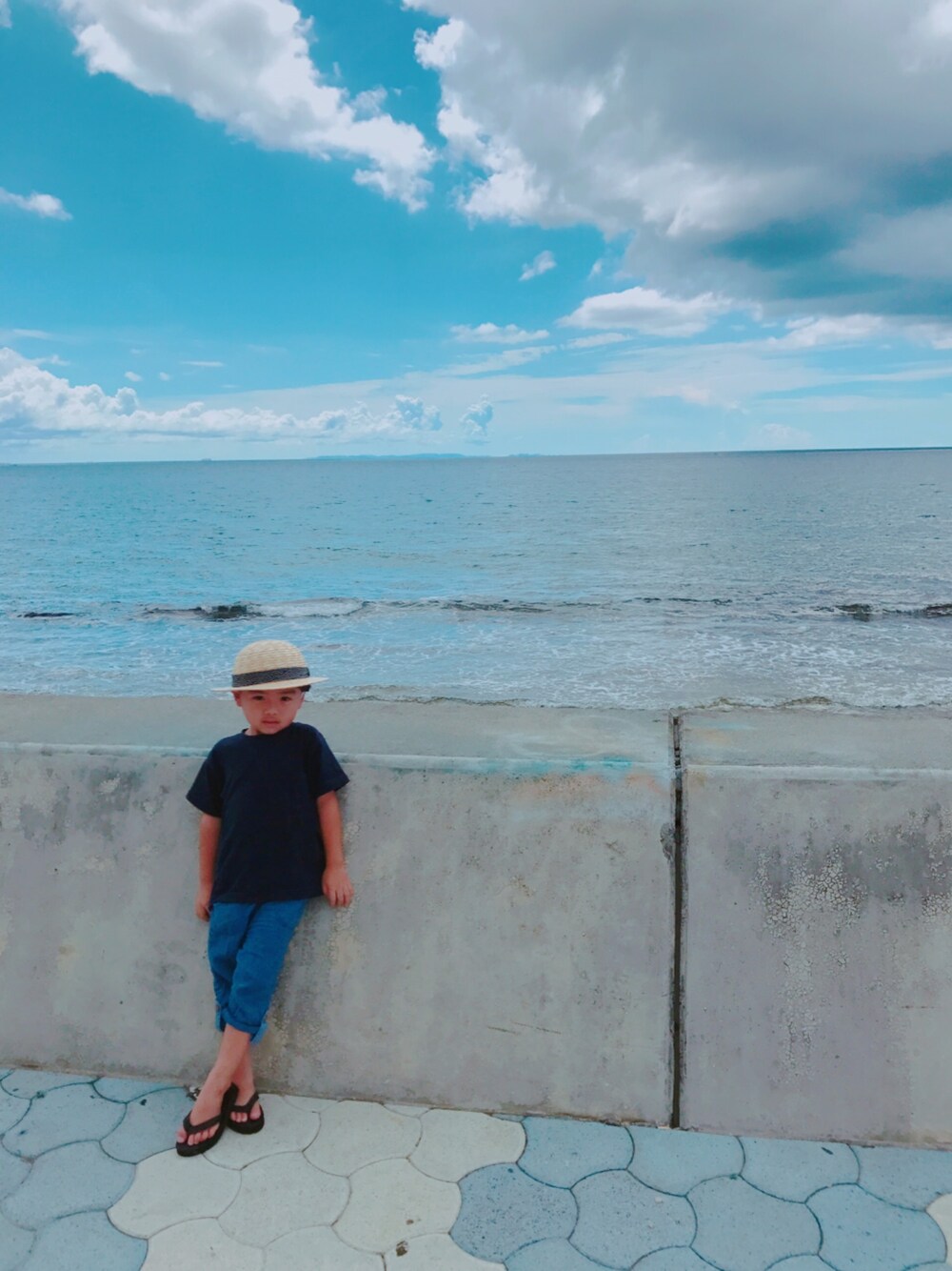 「男の子、夏、プチプラコーデ」｜「GUのアイテム（Tシャツ/カットソー、ブルー系）」を使った、Yooo☆kiiicさん（キッズ・100cm）の夏コーディネートの1枚目の写真