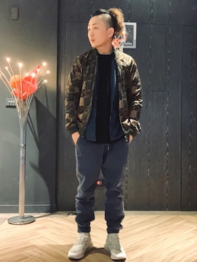 「adidas（アディダス）のアイテム（スタジャン）」を使った、Eric Linさん（メンズ・168cm）の春コーディネート