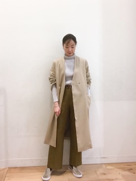「ノーカラージャケット」｜uechiさん（レディース・164cm）の冬コーディネート