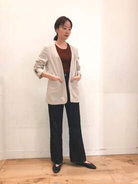 「SENSE OF PLACE by URBAN RESEARCH（センスオブプレイスバイアーバンリサーチ）のアイテム（ノーカラージャケット）」を使った、uechiさん（レディース・164cm）の春コーディネート