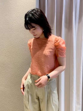 「SHENERY（シーナリー）のアイテム（シャツ/ブラウス、オレンジ系）」を使った、a i k aさん（レディース・167cm）の夏コーディネート