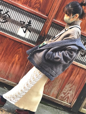「LOWRYS FARM（ローリーズファーム）のＢ３ジャケット　895969（ブルゾン、グレー系）」を使った、みおさん（レディース・156cm）の秋コーディネート