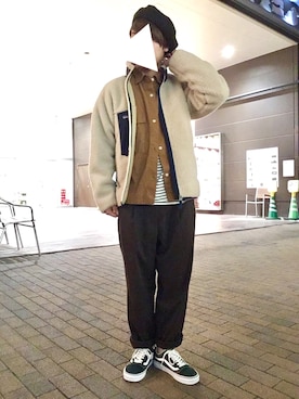 「patagonia」｜「アイテム（ハンチング/ベレー帽）」を使った、ミッシェリーさん（メンズ・168cm）の冬コーディネート
