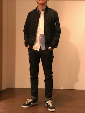 「アイテム（MA-1）」を使った、甲乙さん（メンズ・177cm）の春コーディネート