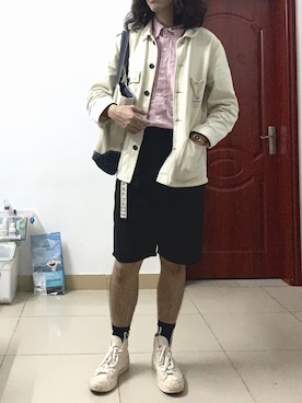 「アイテム（その他シューズ、ホワイト系）」を使った、W_ONEさん（メンズ・177cm）の春コーディネート
