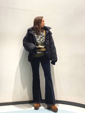 「EVRIS（エヴリス）のアイテム（ダウンジャケット/コート）」を使った、madokaさん（レディース・158cm）の秋コーディネート