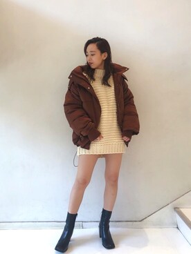 「EVRIS（エヴリス）のアイテム（ダウンジャケット/コート）」を使った、madokaさん（レディース・158cm）の秋コーディネート