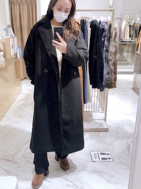 「EVRIS（エヴリス）のアイテム（チェスターコート）」を使った、madokaさん（レディース・158cm）の冬コーディネート