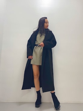 「EVRIS（エヴリス）のアイテム（チェスターコート）」を使った、madokaさん（レディース・158cm）の冬コーディネート