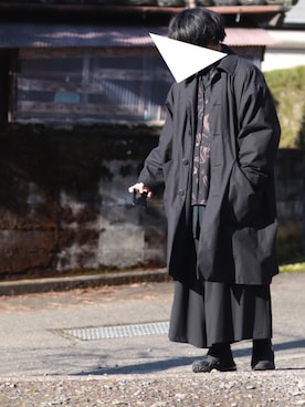 「my beautiful landlet（マイビューティフルランドレット）のアイテム（ステンカラーコート）」を使った、まっつんさん（メンズ・170cm）の冬コーディネート