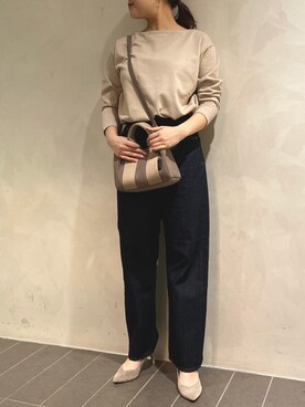 ヤヌーク yanuk ワイドテーパード COLLEEN（コリーン）　ベージュ YANUK ヤヌーク コリーン COLLEEN ワイドテーパード デニム
