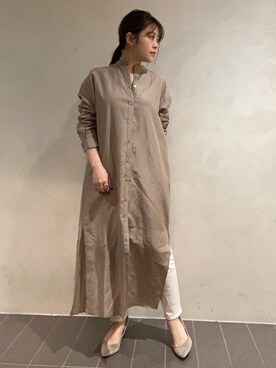 「いいね返し」｜「アイテム（シャツワンピース）」を使った、nana.さん（レディース・159cm）の夏コーディネート