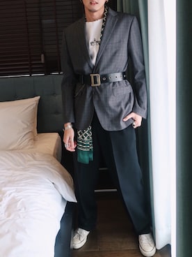 「アイテム（その他シューズ、ホワイト系）」を使った、ハンハンさん（メンズ・173cm）の春コーディネート