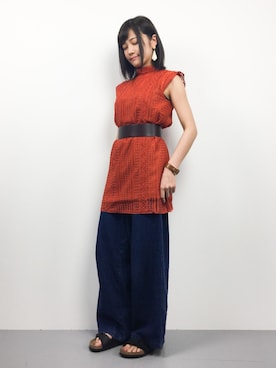 「ハイネックトップス」｜ヤギさん（レディース・159cm）の春コーディネート