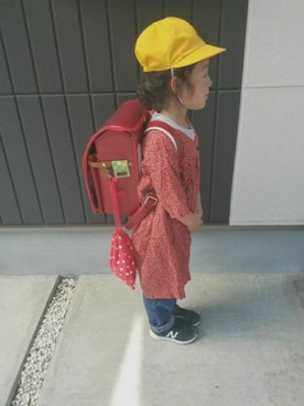 「Handmade（ハンドメイド）のアイテム（ノーカラージャケット）」を使った、のらん。さん（キッズ・120cm）の春コーディネート