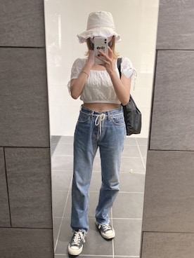 「H&M（エイチ・アンド・エム）のアイテム（ハット）」を使った、こぴさん（レディース・156cm）の夏コーディネート