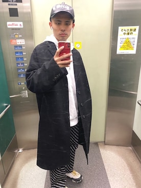 「LAD MUSICIAN（ラッドミュージシャン）のアイテム（チェスターコート）」を使った、KOTOさん（メンズ・172cm）の冬コーディネート