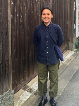 「アイテム（メッセンジャーバッグ、ブルー系）」を使った、wochisuさん（レディース・156cm）の冬コーディネート