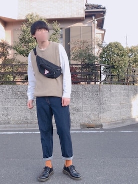 「Guess（ゲス）のアイテム（バッグ）」を使った、シンイチさん（メンズ・178cm）の春コーディネート