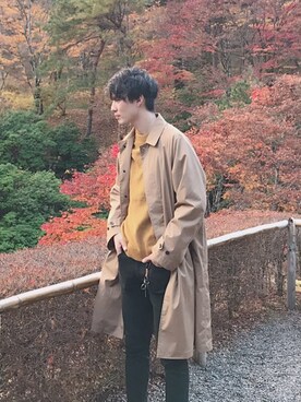 「アイテム（ステンカラーコート）」を使った、ごとーさん（メンズ・183cm・20代）の夏コーディネート