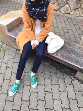 「A part by（アパートバイ）のアイテム（チェスターコート）」を使った、naoさん（レディース・166cm）の冬コーディネート