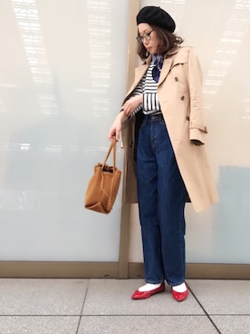 「SpRay（スプレイ）のアイテム（ハンチング/ベレー帽）」を使った、naoさん（レディース・166cm）の春コーディネート
