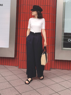 「A part by（アパートバイ）のアイテム（ピアス（両耳用）、ブラック系）」を使った、naoさん（レディース・166cm）の夏コーディネート