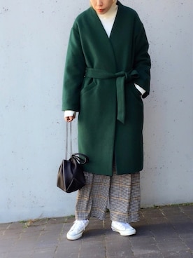 「A part by（アパートバイ）のアイテム（ノーカラージャケット）」を使った、naoさん（レディース・166cm）の冬コーディネート