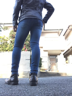 「improves（インプローブス）のアイテム（ライダースジャケット）」を使った、裕介さん（メンズ・158cm）の冬コーディネート