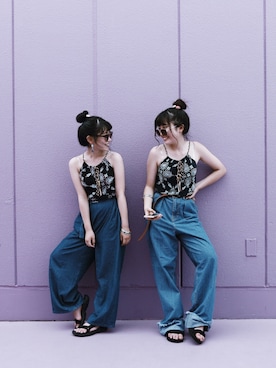 「Newlyme（ニューリーミー）のアイテム（涼鞋、ブラック系）」を使った、Miyabiさん（レディース・156cm）の秋コーディネート