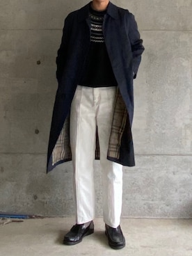 「Paraboot」｜「アイテム（ステンカラーコート）」を使った、1shu【相互】さん（メンズ・172cm）の冬コーディネート