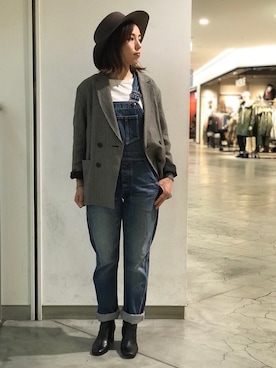 「Johnbull（ジョンブル）のアイテム（オールインワン・サロペット）」を使った、Akumiさん（レディース・153cm）の秋コーディネート