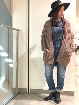 「Johnbull（ジョンブル）のアイテム（オールインワン・サロペット）」を使った、Akumiさん（レディース・153cm）の秋コーディネート