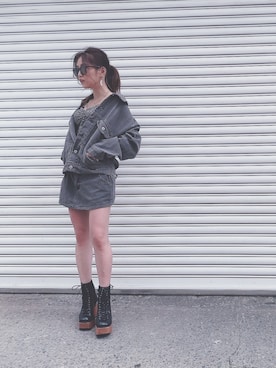 「くすみカラー」｜「アイテム（デニムジャケット）」を使った、akariさん（レディース・156cm）の夏コーディネート