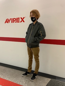 「AVIREX（アヴィレックス）のアイテム（ブルゾン）」を使った、アオさん（メンズ・176cm）の秋コーディネート