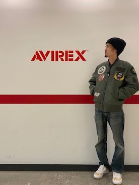 「ワッペン」｜「アイテム（ジャケット/アウター）」を使った、アオさん（メンズ・176cm）の冬コーディネート