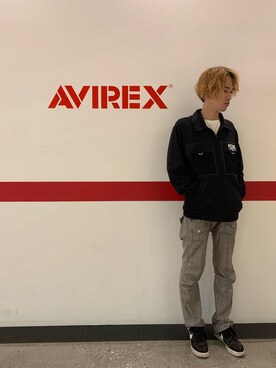 「AVIREX（アヴィレックス）のアイテム（ジャージ）」を使った、アオさん（メンズ・176cm）の冬コーディネート