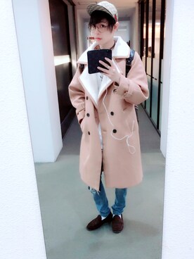 「no brand（ノーブランド）のアイテム（ダウンジャケット/コート）」を使った、將司さん（メンズ・173cm）の秋コーディネート