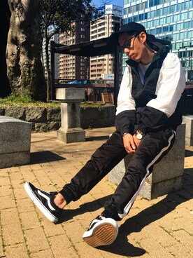 「UP START（アップスタート）のアイテム（パンツ）」を使った、 K-taさん（メンズ・170cm）の春コーディネート