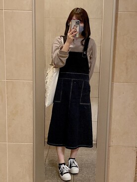 「OLIVE des OLIVE（オリーブデオリーブ）のアイテム（オールインワン・サロペット）」を使った、Bonnieさん（レディース・155cm）の秋コーディネート
